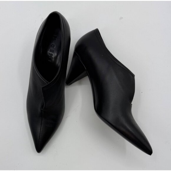 M. Gemi Alania Black Italian Leather Pointed Toe Heeled Shoes Size 7.5 or EU 38 - Picture 1 of 14